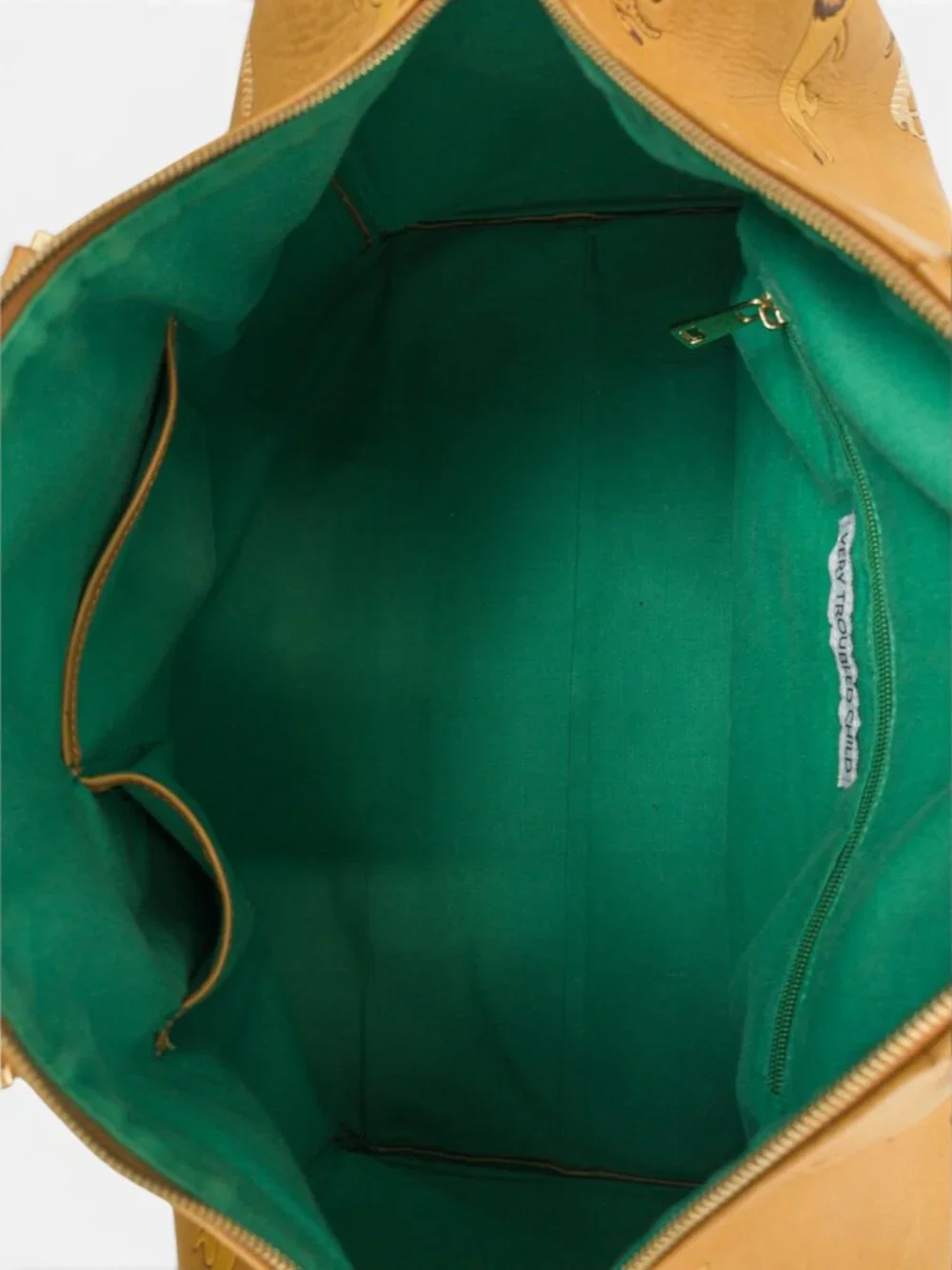 SOLD - Very Troubled Child Savanna Leather Duffle, Hand-Painted Animal Motif